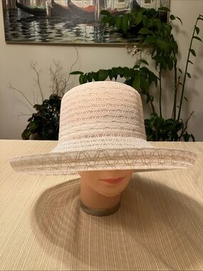 Chic Beige Wide-Brim Polyester Braid Hat